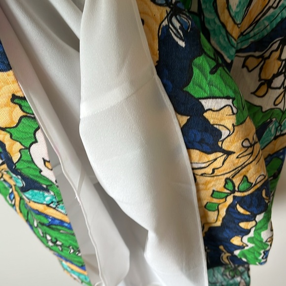 Kobi Halperin Sophie Tropical Multicolor Printed Belt Tie Flare Linen Dress S - Picture 12 of 12